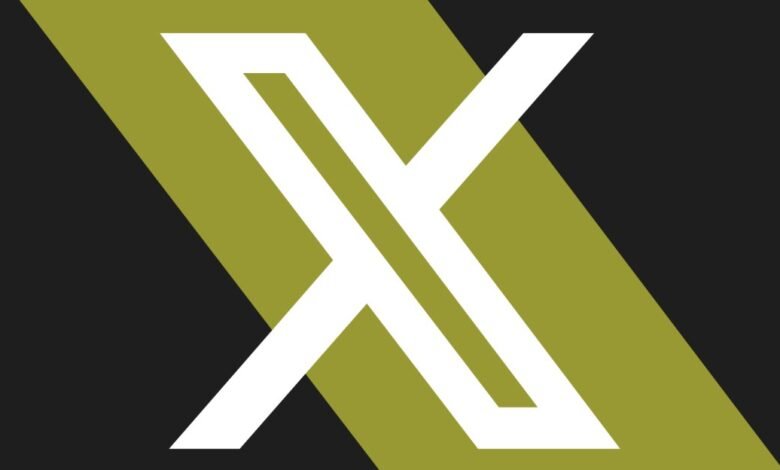 Stylized white 'X' logo on a diagonal olive green and black background.