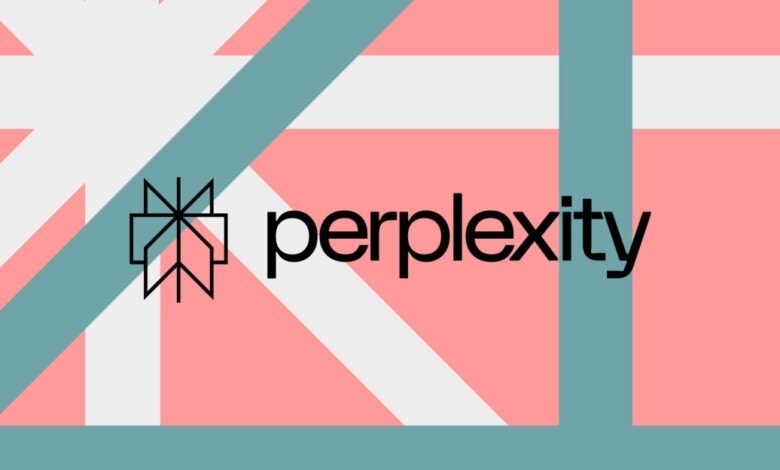 Perplexity logo on a stylized Union Jack flag background.