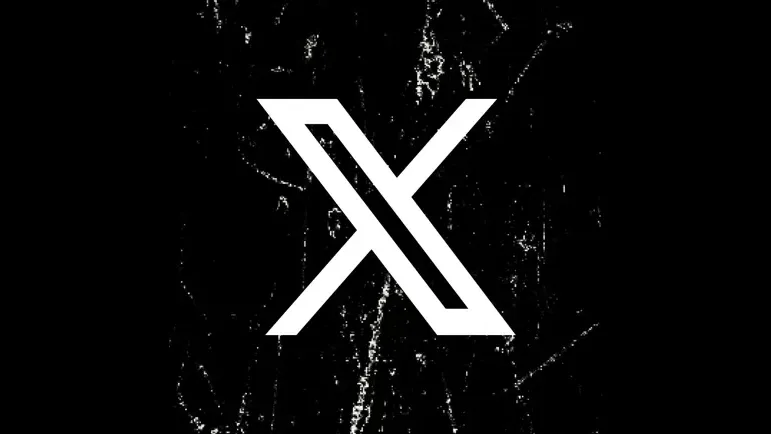 White stylized 'X' logo on a distressed black background.