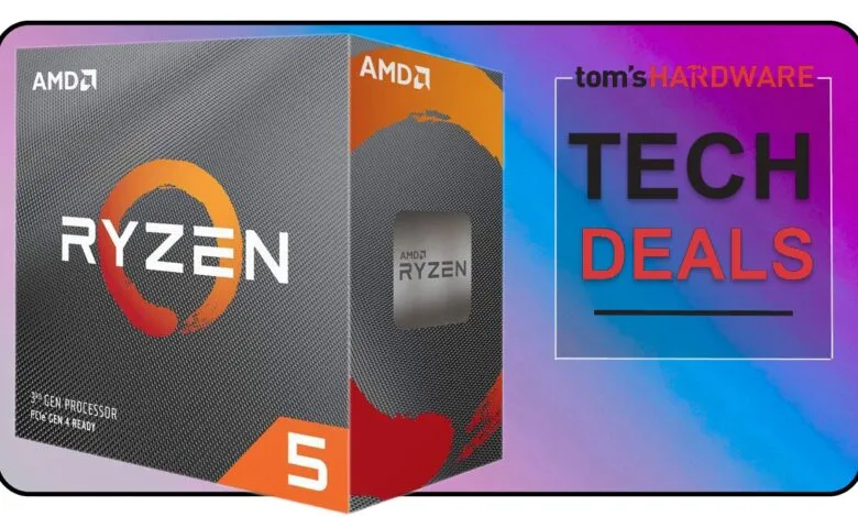 AMD Ryzen 5 processor box with Tom's Hardware Tech Deals graphic