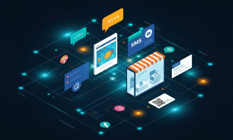 Digital network connecting various online services and communication tools.