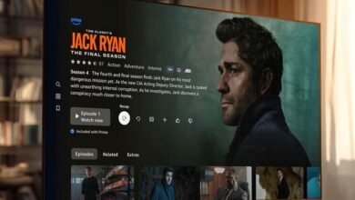 Amazon Prime Video interface showing Tom Clancy's Jack Ryan Season 4 details.
