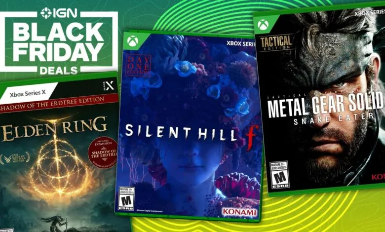 Xbox game covers for Elden Ring, Silent Hill f, and Metal Gear Solid on Black Friday.