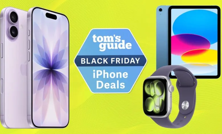 Black Friday deals on iPhone, iPad, and Apple Watch with Tom's Guide logo.