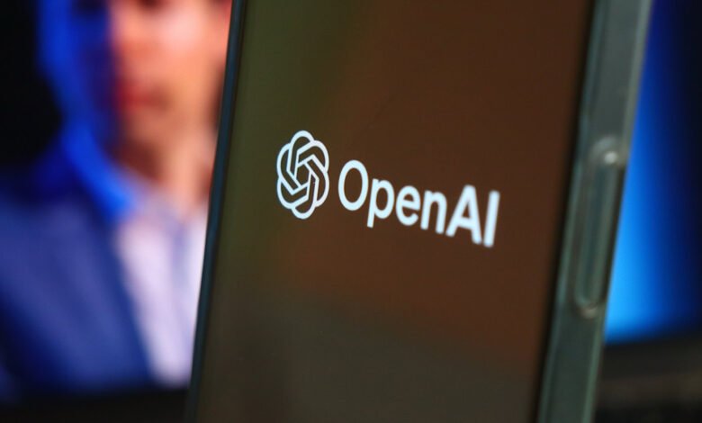 Close-up of the OpenAI logo displayed on a smartphone screen.