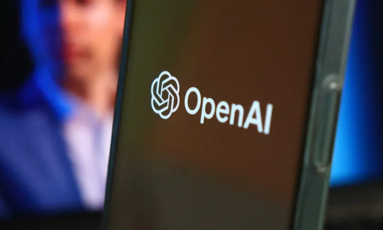 Close-up of the OpenAI logo displayed on a smartphone screen.