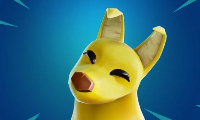 A bright yellow llama character with closed eyes and a brown nose, set against a blue gradient background.