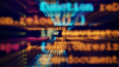 Close-up of computer code with a radial blur effect, highlighting programming concepts.