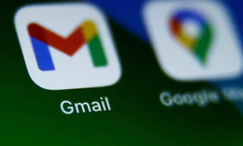 Close-up of Gmail and Google Maps app icons on a smartphone screen.