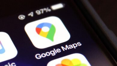Close-up of the Google Maps app icon on an iPhone screen.