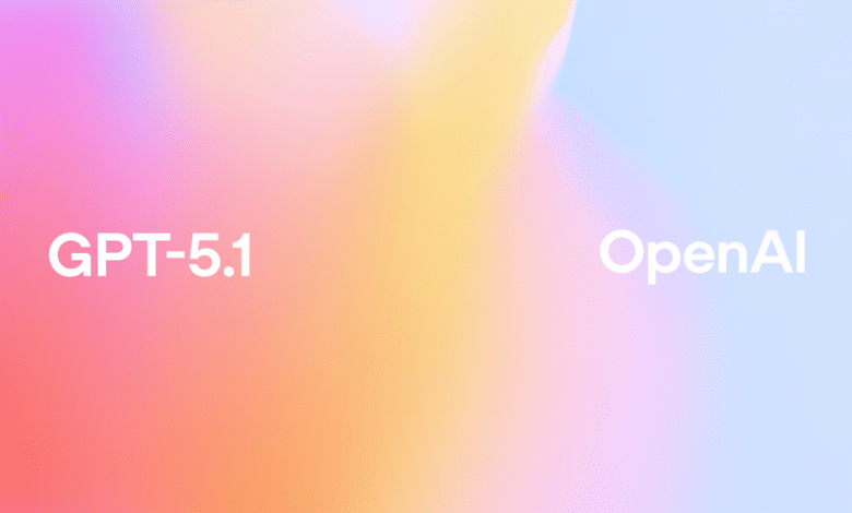The text 'GPT-5.1' is displayed on the left, and 'OpenAI' on the right, against a soft gradient background.
