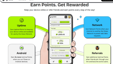 Grass app interface showing how to earn points and rewards.