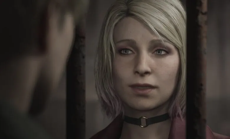 Close-up of Maria from Silent Hill 2, looking directly at the viewer.