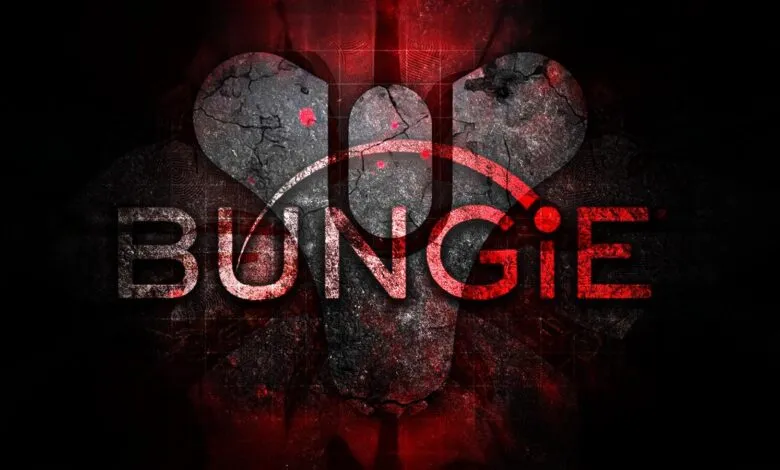 Bungie logo with a cracked, textured appearance and red accents.