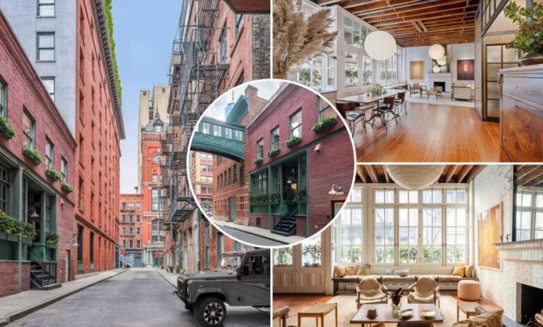 Collage of a New York City street and interior loft spaces.