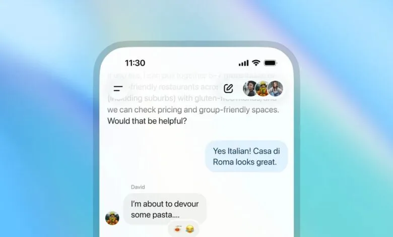Screenshot of a group chat discussing restaurant options.