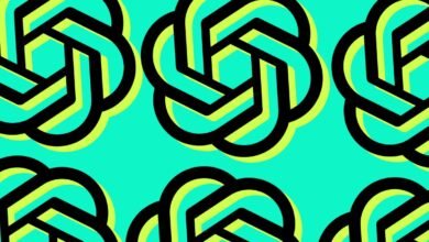 The OpenAI logo in black and lime green repeats across a teal background.