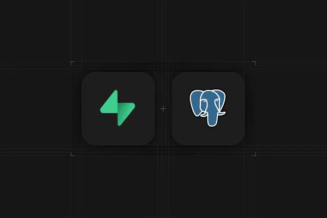 Postgres and Supabase logos on a dark background.