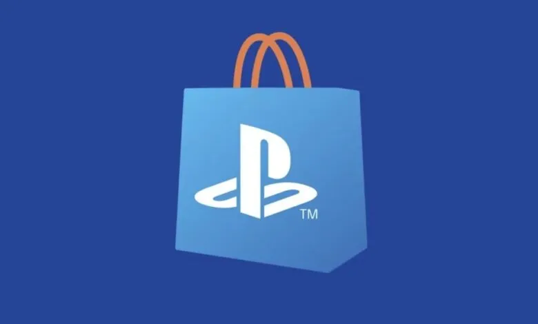 PlayStation Store shopping bag with white logo on blue background