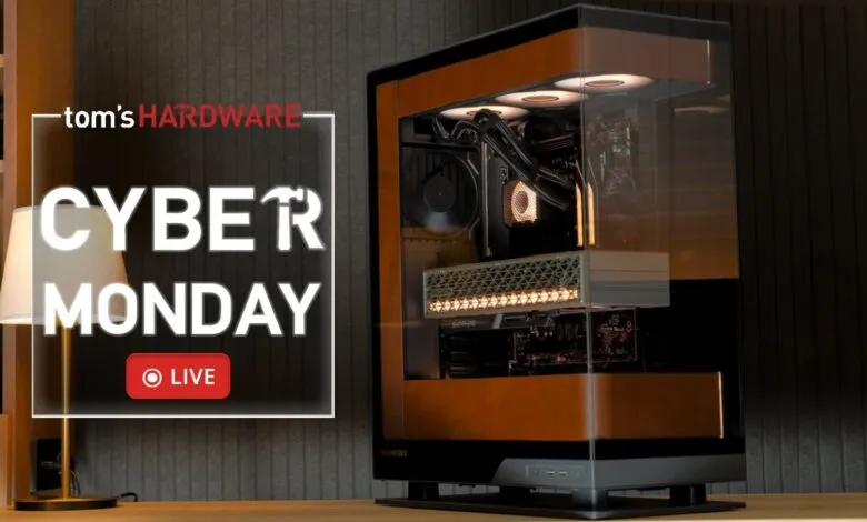 Cyber Monday live stream featuring a high-end gaming PC build.