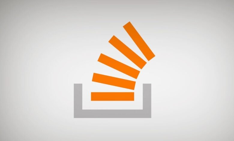 Stack Overflow logo with orange stacked bars in a grey container.