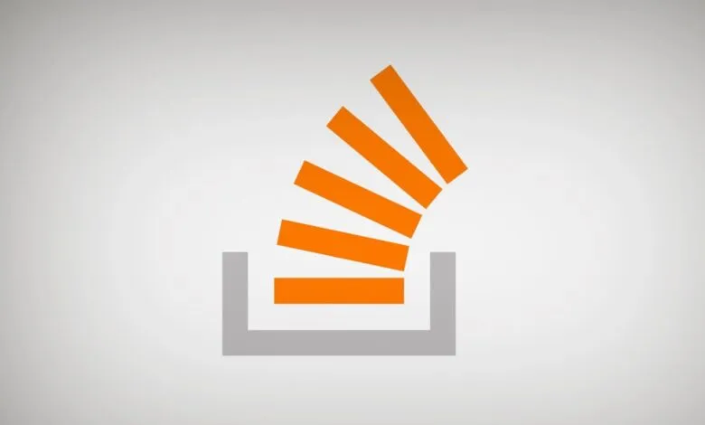 Stack Overflow logo with orange stacked bars in a grey container.