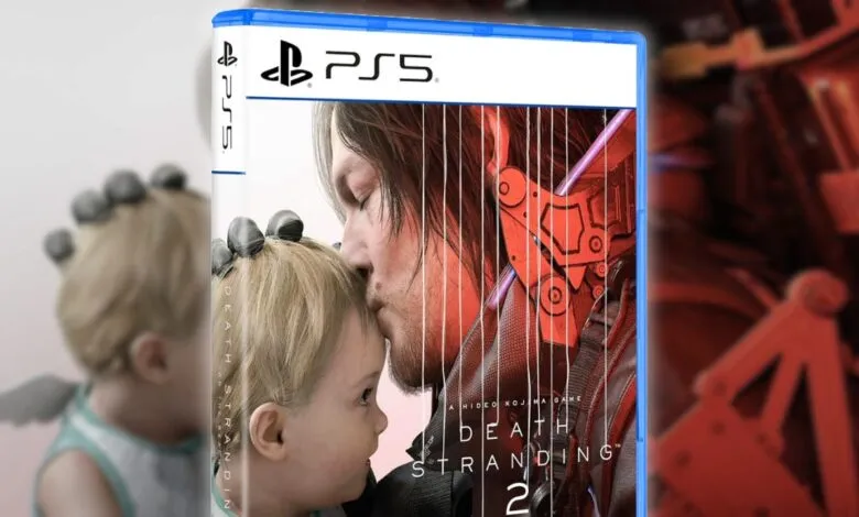 Death Stranding 2 PS5 game cover featuring Norman Reedus and a child.