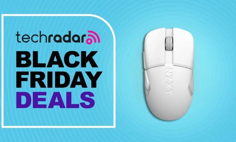 TechRadar Black Friday Deals with a white NZXT gaming mouse