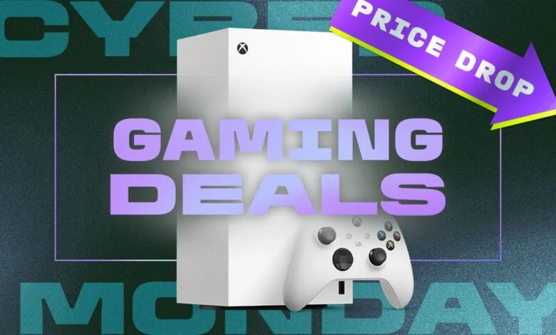 Xbox Series S console and controller with 'Gaming Deals' and 'Price Drop' text.