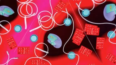 Abstract tech product layout with mice, cables, and circuit boards.