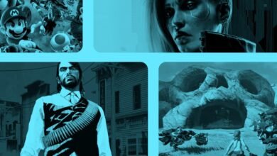Montage of video game images including Mario, Cyberpunk 2077, Red Dead Redemption, and Zelda.