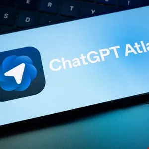 Close-up of a phone screen displaying the ChatGPT Atlas app icon and name.