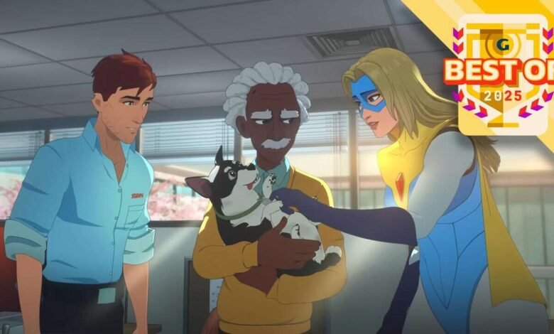 Animated scene with three people and a dog, bright colors, and a 'Best of 2025' badge.