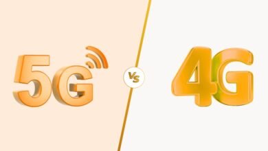 5G versus 4G mobile network comparison with signal icon.