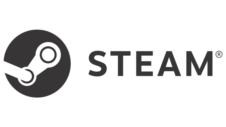 Steam logo featuring a stylized gear and the word 'STEAM'.