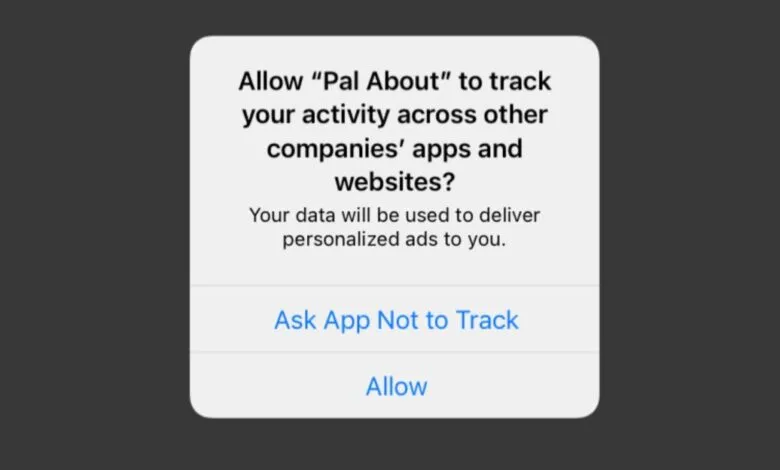 iOS App Tracking Transparency prompt asking to allow or deny tracking.