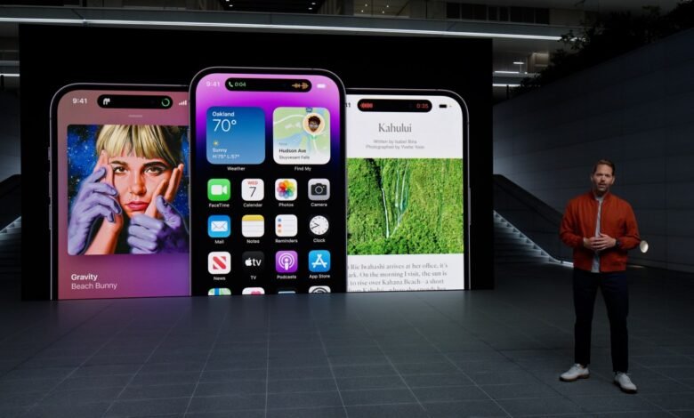 Apple event featuring the new iPhone 14 Pro with Dynamic Island.