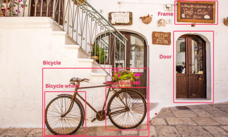 Charming Italian street scene with a vintage bicycle and whitewashed buildings.