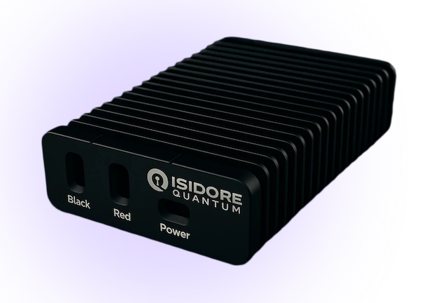 Isidore Quantum device, black with labeled ports.