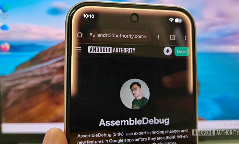 Smartphone displaying Android Authority website with user profile.