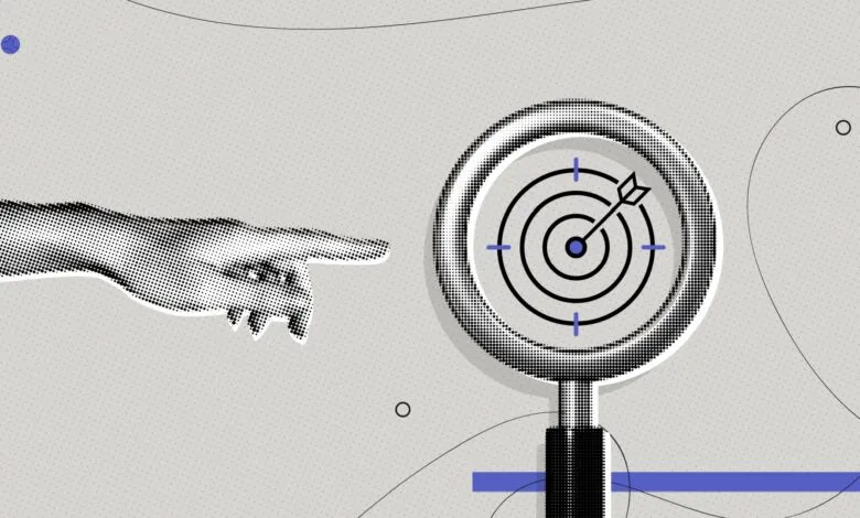 Pointing hand directs focus to a target, symbolizing goal achievement.