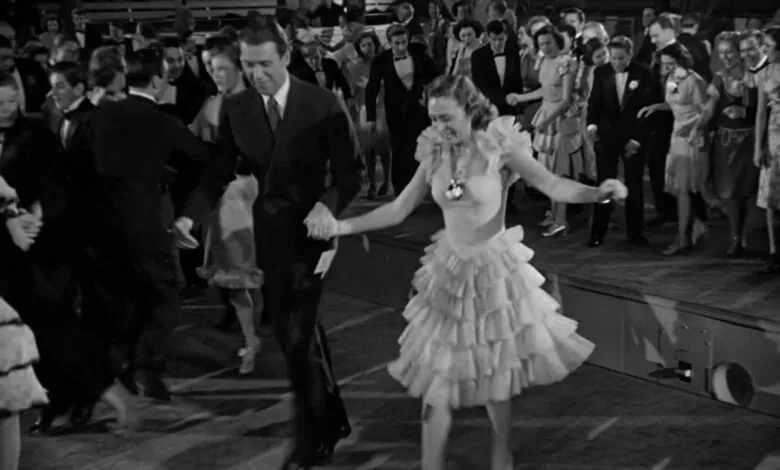 James Stewart and Donna Reed dancing in 'It's a Wonderful Life'.
