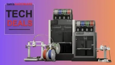 3D printers and filament spools featured in a tech deals promotion.