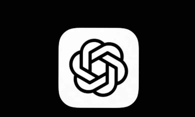 OpenAI logo: stylized geometric shape in white on black background.