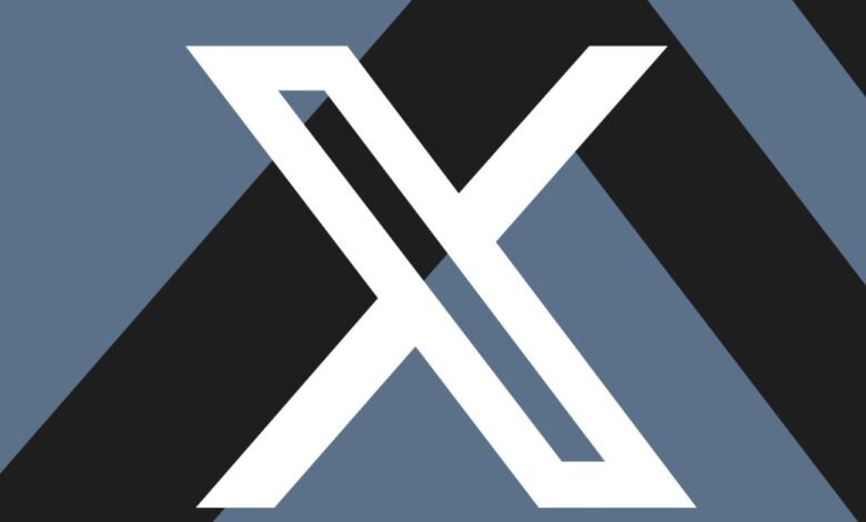 Modern 'X' logo design with geometric background.