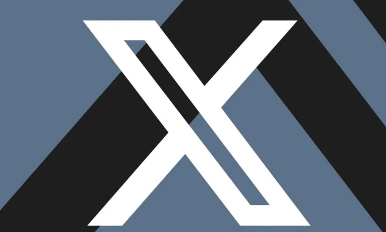 Modern 'X' logo design with geometric background.