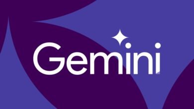 Gemini logo in white with a star on a purple background.