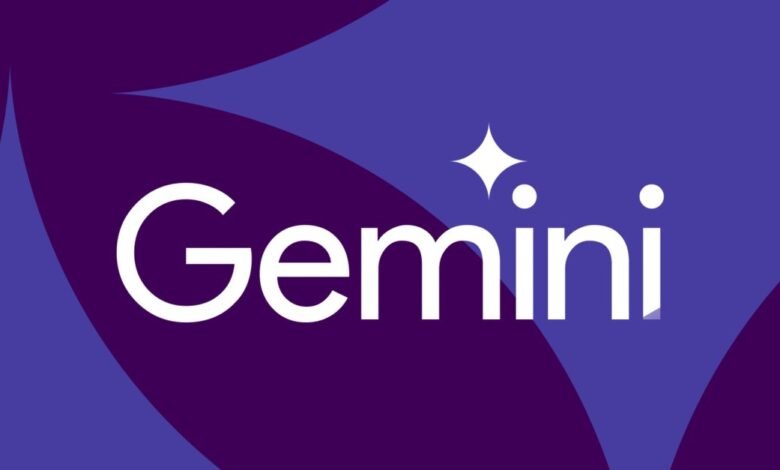 Gemini logo in white with a star on a purple background.