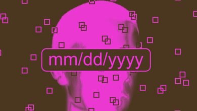 Abstract head with 'mm/dd/yyyy' overlay, age verification concept.