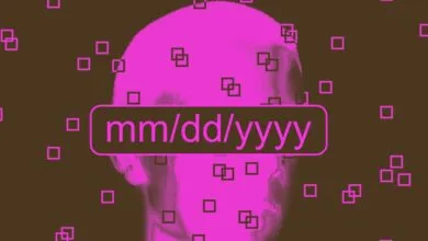 Abstract head with 'mm/dd/yyyy' overlay, age verification concept.